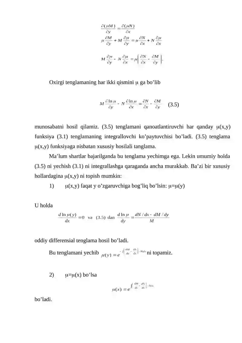 Birinchi tartibli differensial tenglamalar 4