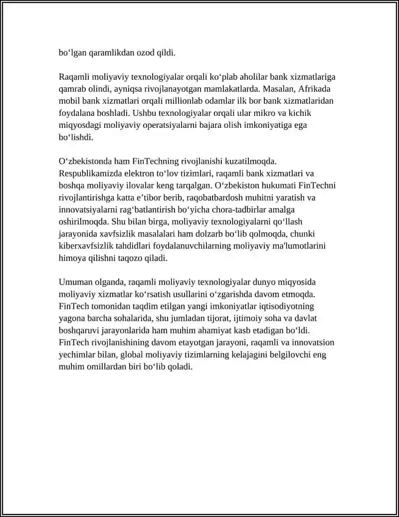 RAQAMLI MOLIYAVIY TEXNOLOGIYALAR (FINTECH)VA MIKROIQTISODIY XAVFSIZLIK 4