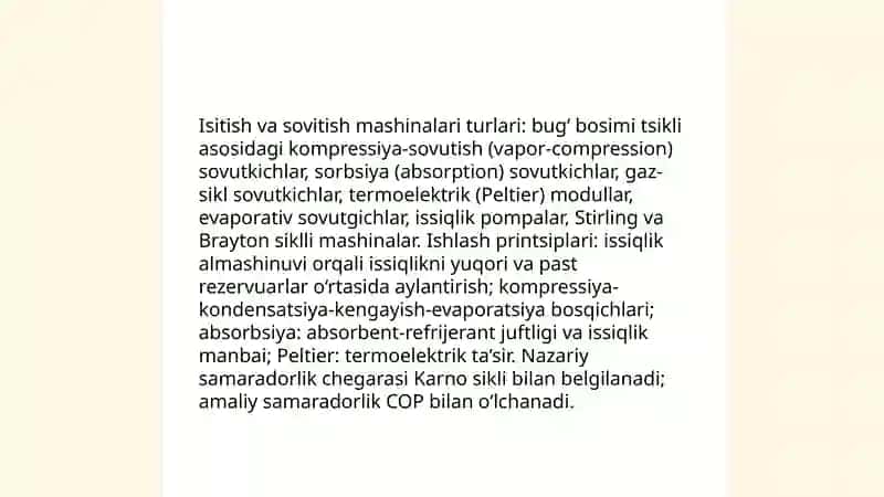 Sikl. Isitish va sovitish mashinalari 4