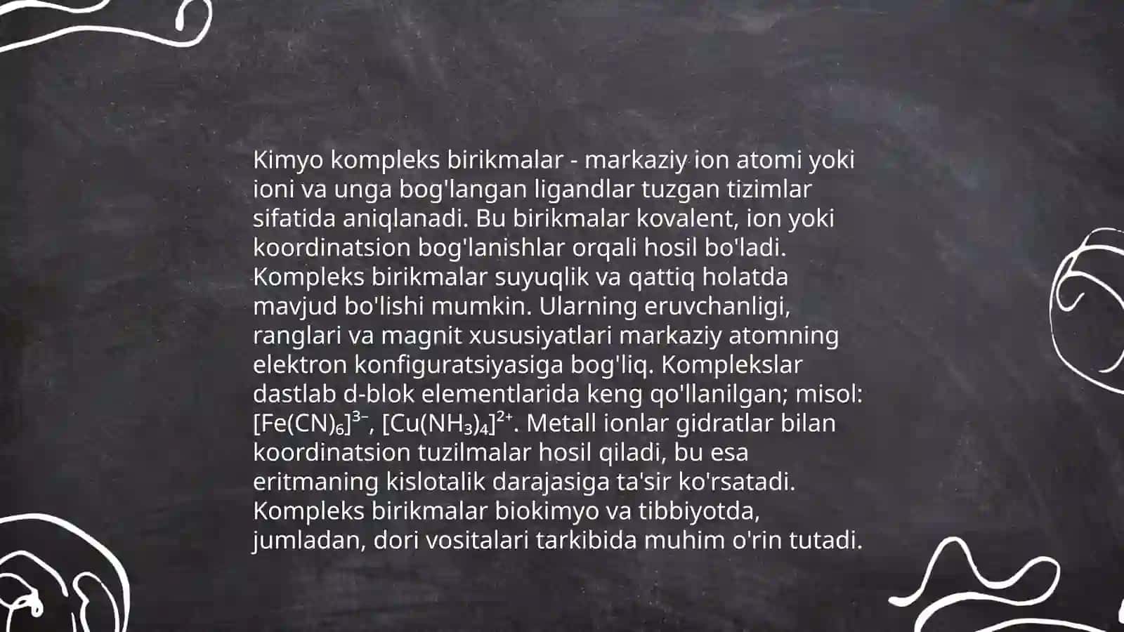Organik kompleks hosil qiluvchilar turlari 4