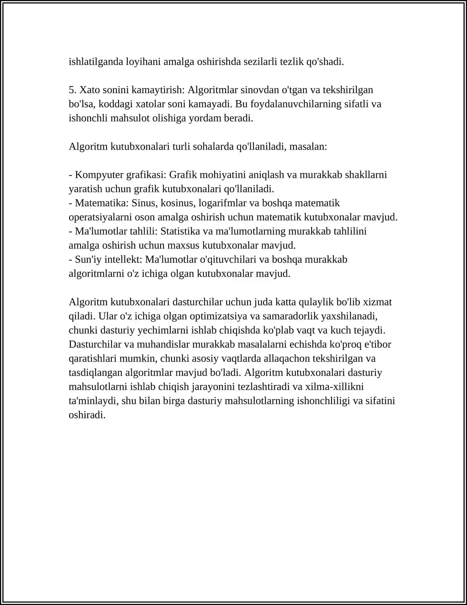 ALGORITM KUTUBXONASI. SONLI HISOBLASH FUNKTSIYALARINING KUTUBXONASI 4