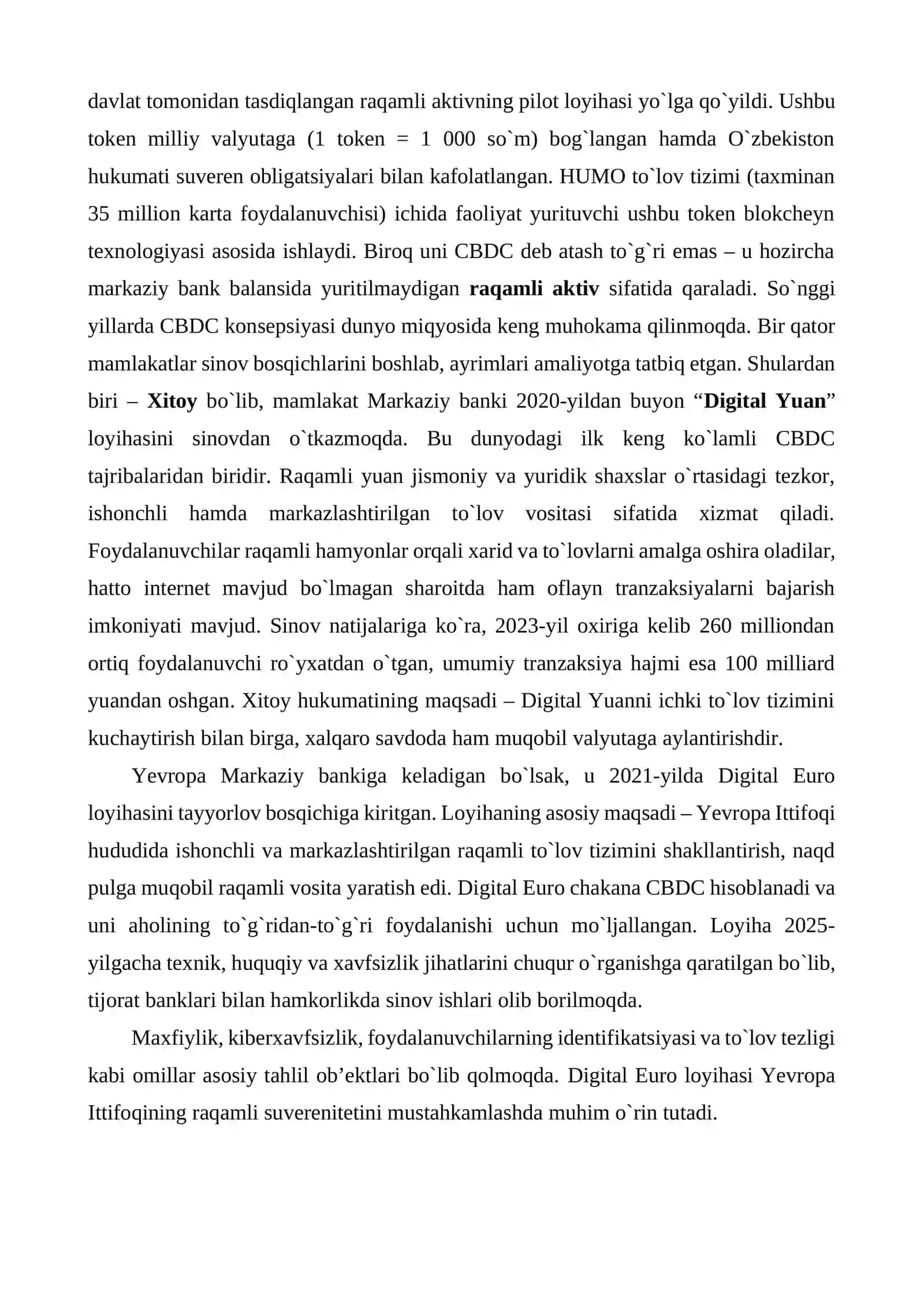 MARKAZIY BANK RAQAMLI VALYUTALARINI JORIY ETISHNING TIJORAT BANKLARI FAOLIYATIGA TA’SIRI docx 4