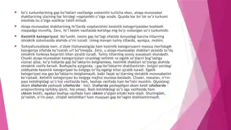 O‘ZBEK TILIDA SINTAKTIK SHAKL HOSIL QILUVCHI KATEGORIYALAR 4