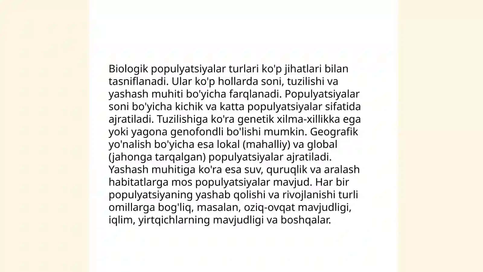 Populyatsiyayalarning umumiy tasnifi va asosiy xususiyatlari 4