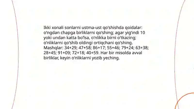 Natural sonlarni qoʼshish va ayirishga doir misol va masalalar 4