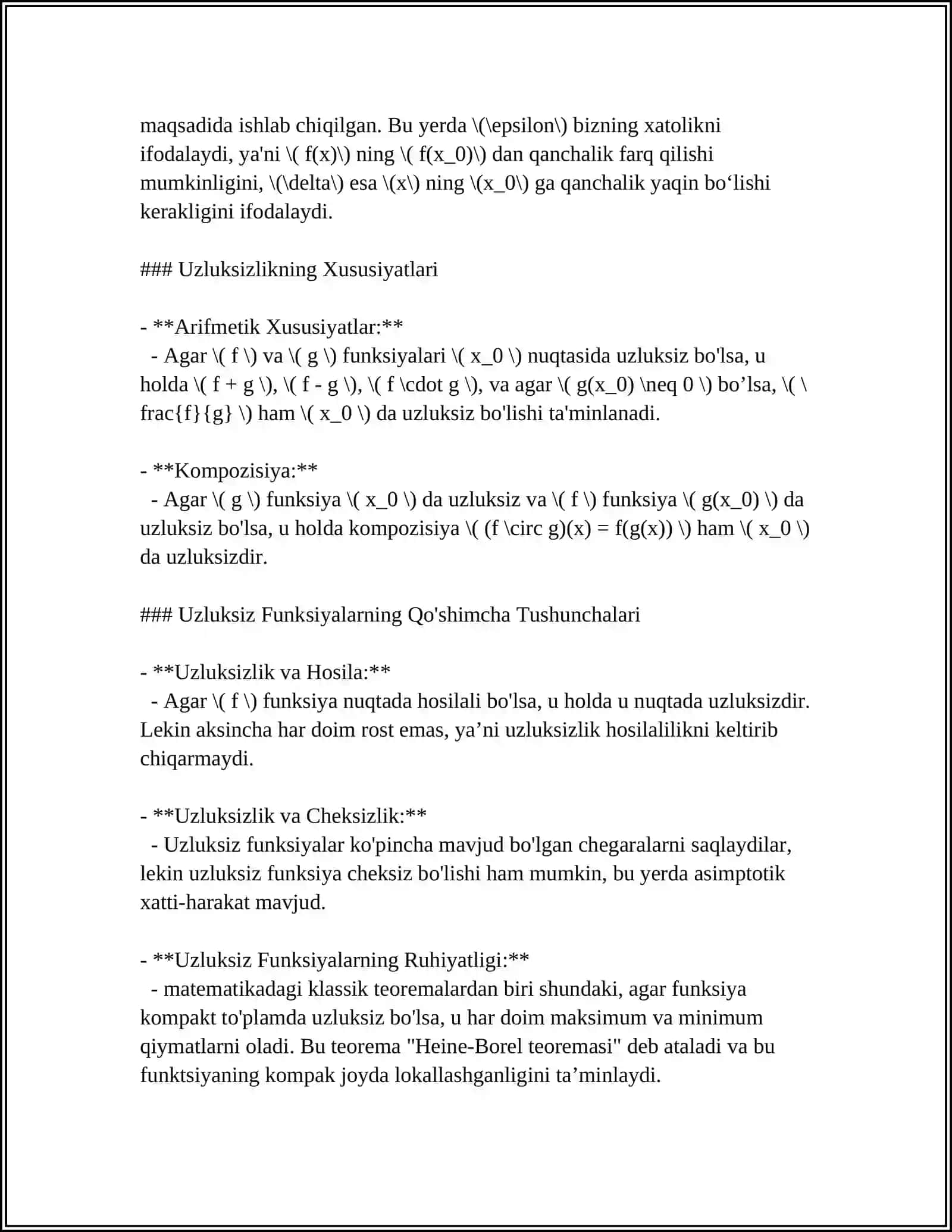 MUSTAQIL ISH Mavzu: FUNKSIYA UZLUKSIZLIGI. UZILISH YOʻLLARI 4