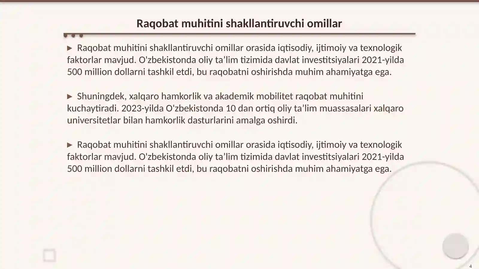 Oliy taʼlim tizimida raqobat muhitini shakllantirish yullari 4