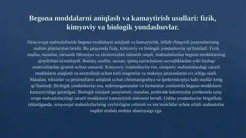 Oziq-ovqat mahsulotlari ishlab chiqarish texnologiyalari 4