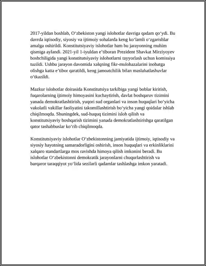 MUSTAQILLIK YILLARIDA DAVLAT BOSHQARUVI TIZIMIDA AMALGA OSHIRILGAN ISLOHOTLAR 4