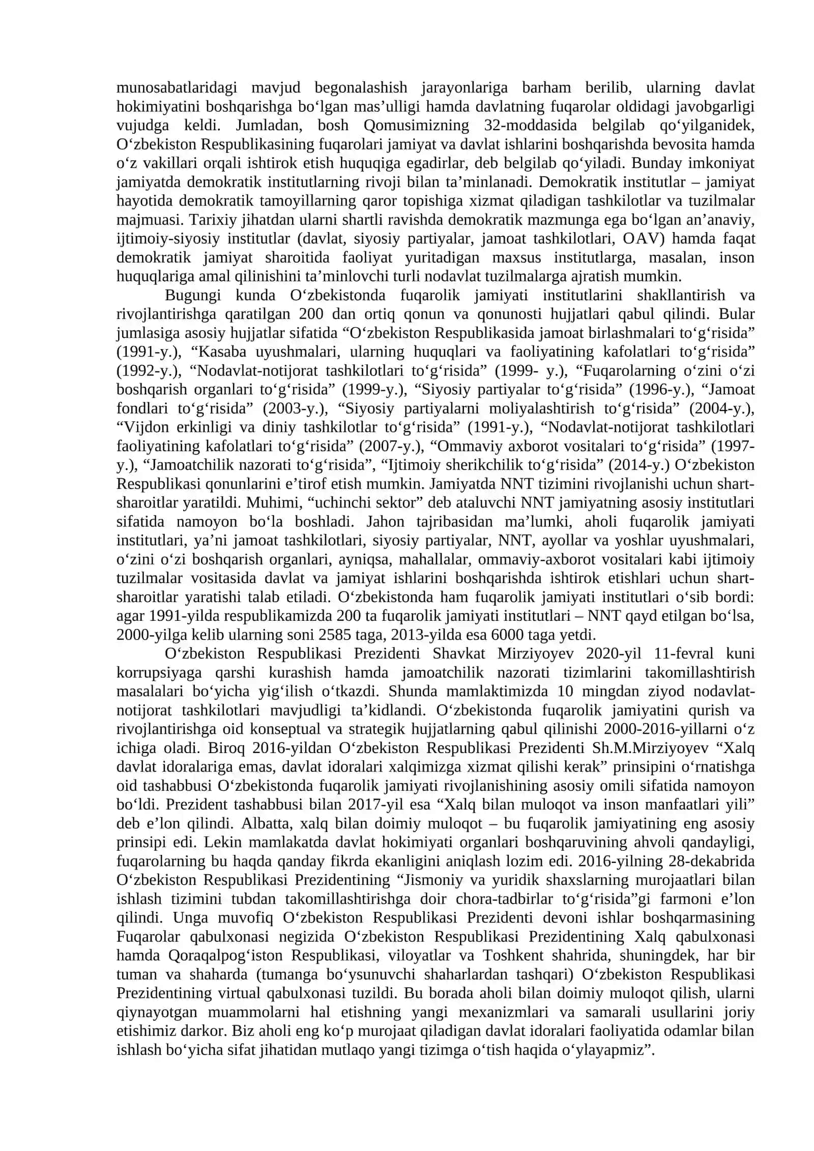 O‘ZBEKISTONDА DEMOKRАTIK, FUQАROLIK JАMIYATI АSOSLАRINING SHАKLLАNISHI, АMАLGА OSHIRILGАN SIYOSIY ISLOHOTLАR. IQTISODIY ISLOHOTLAR, XUSUSIY MULKCHILIKNING SHAKLLANISHI. O‘ZBEKISTONDA BOZORO MUNOSABATLARINING RIVOJLANISHI 4