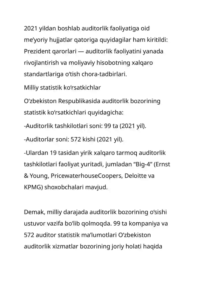 Auditorlik faoliyatini tartibga soluvchi xalqaro va milliy me’yoriy hujjatlar 4
