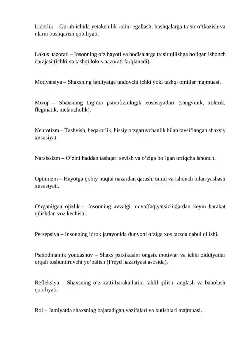 Shaxs psixologiyasi bo‘yicha glossariy 4
