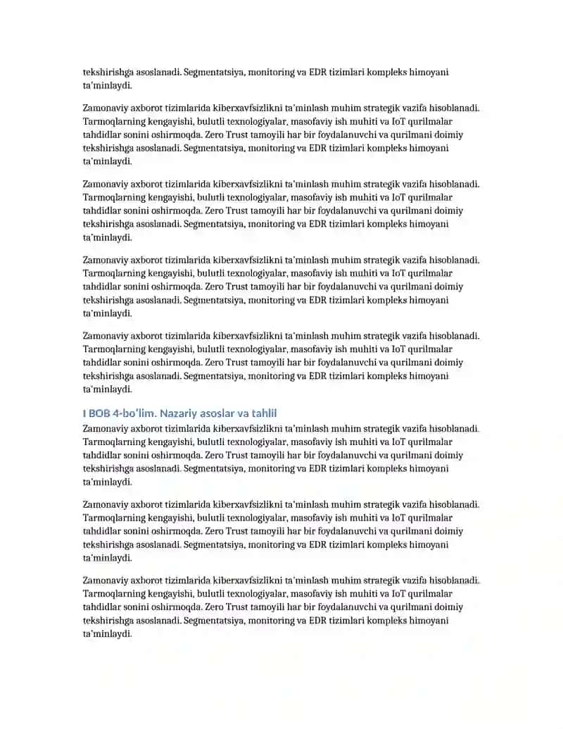 Diplom ishi – Zero Trust asosida kiberxavfsizlik 4