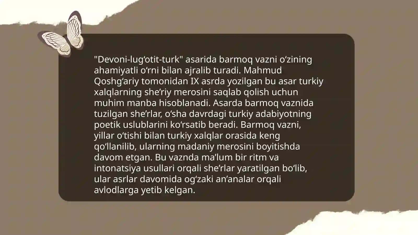 Barmoq vazni xususida. “Devoni-lug‘otit-turk” asaridagi to‘rtliklar sharhi 4