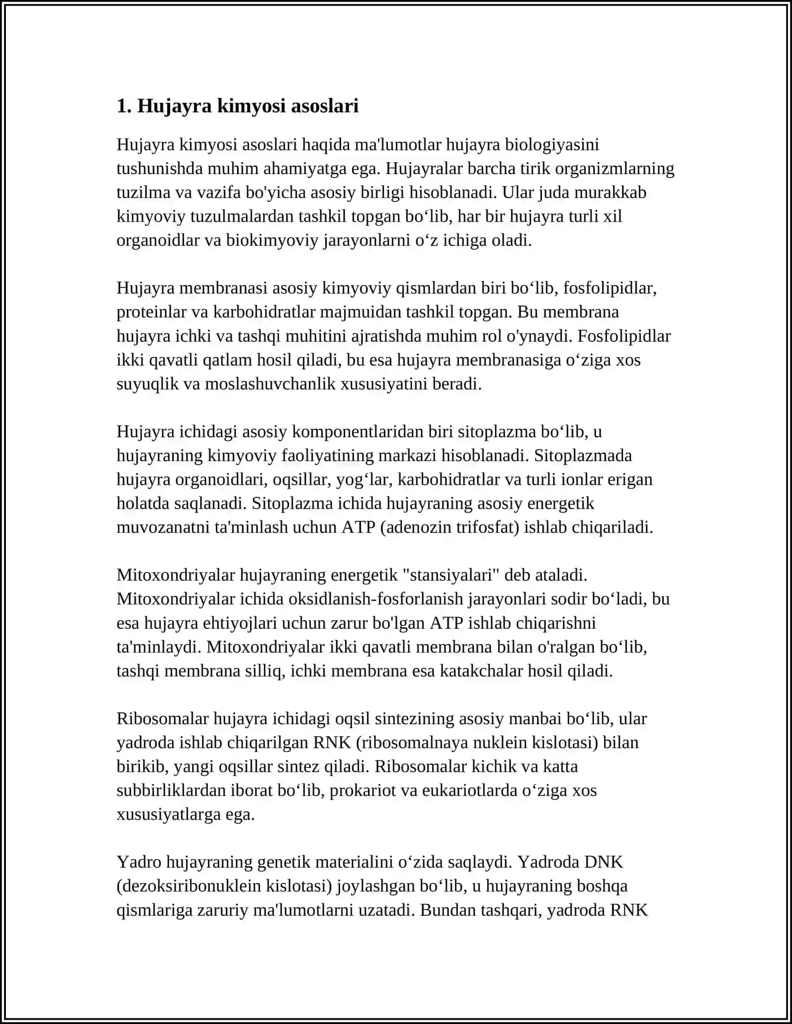 HUJAYRANING KIMYOVIY TARKIBI.ASOSIY ZAXIRA MODDALAR VA ULARNING MODDALAR ALMASHUNUVIDAGI VAZIFASI 4