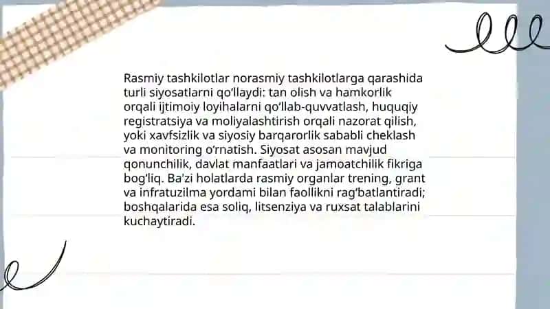 Norasmiy tashkilot va uning rasmiy tashkilot bilan aloqalari 4