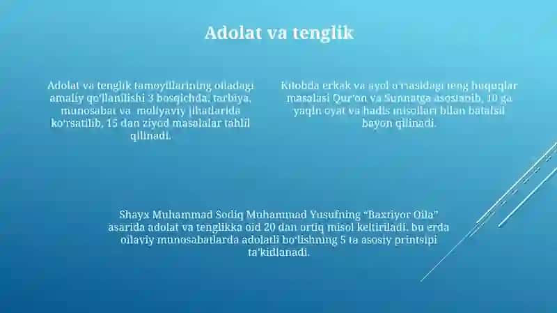 Shayx Muxammad Sodiq Muhammad Yusuf hazratlarining Baxtiyor oila asarida islom qadriyatlari talqini 4