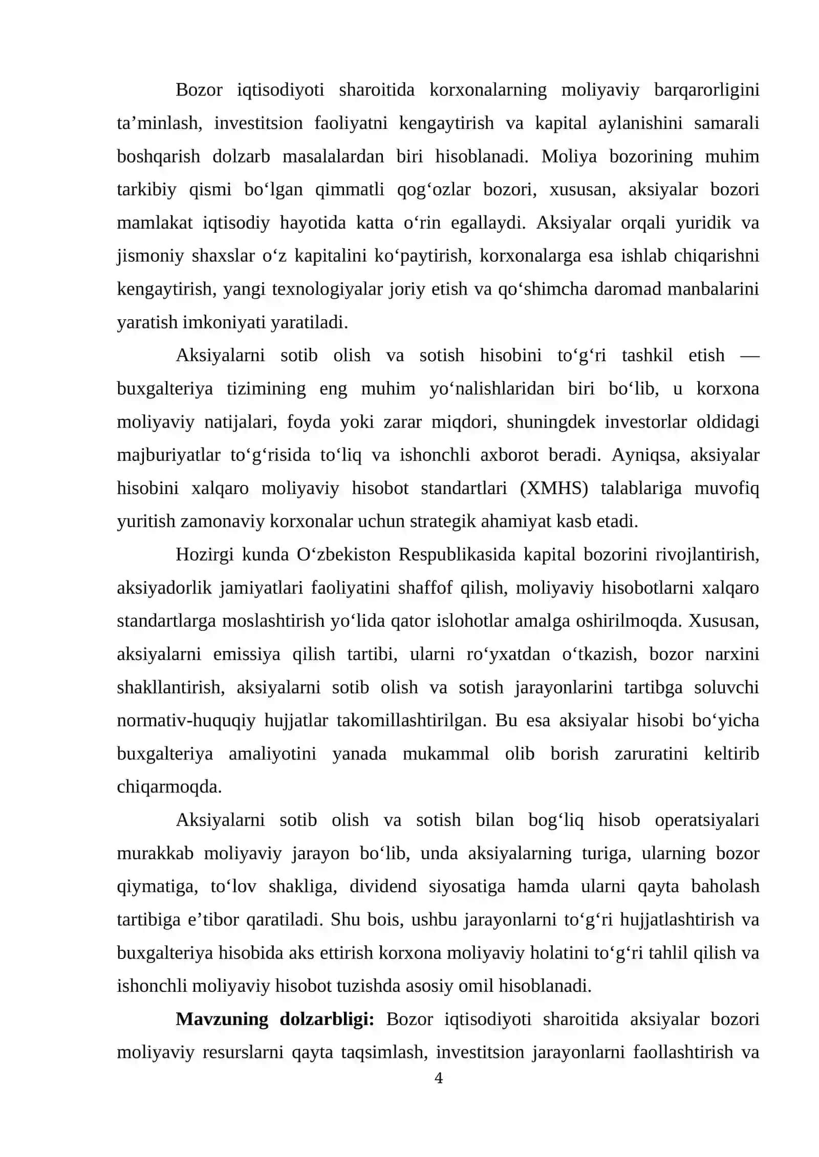 Aktsiyalarni sotib olish va sotish hisobi 4