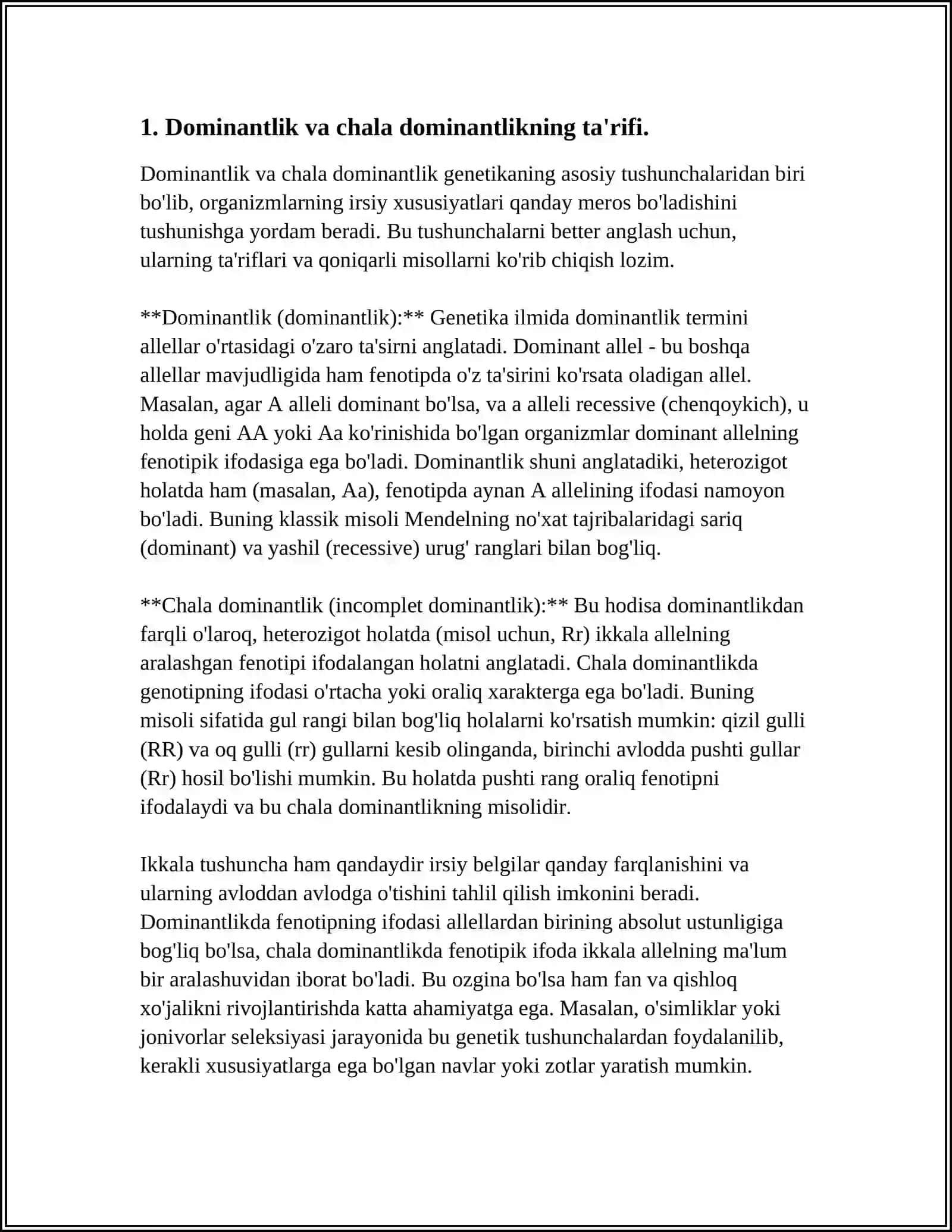 SELEKSIYADA DOMINANTLIK VA CHALA DOMINANTLIKDAN FOYDALANISH 4