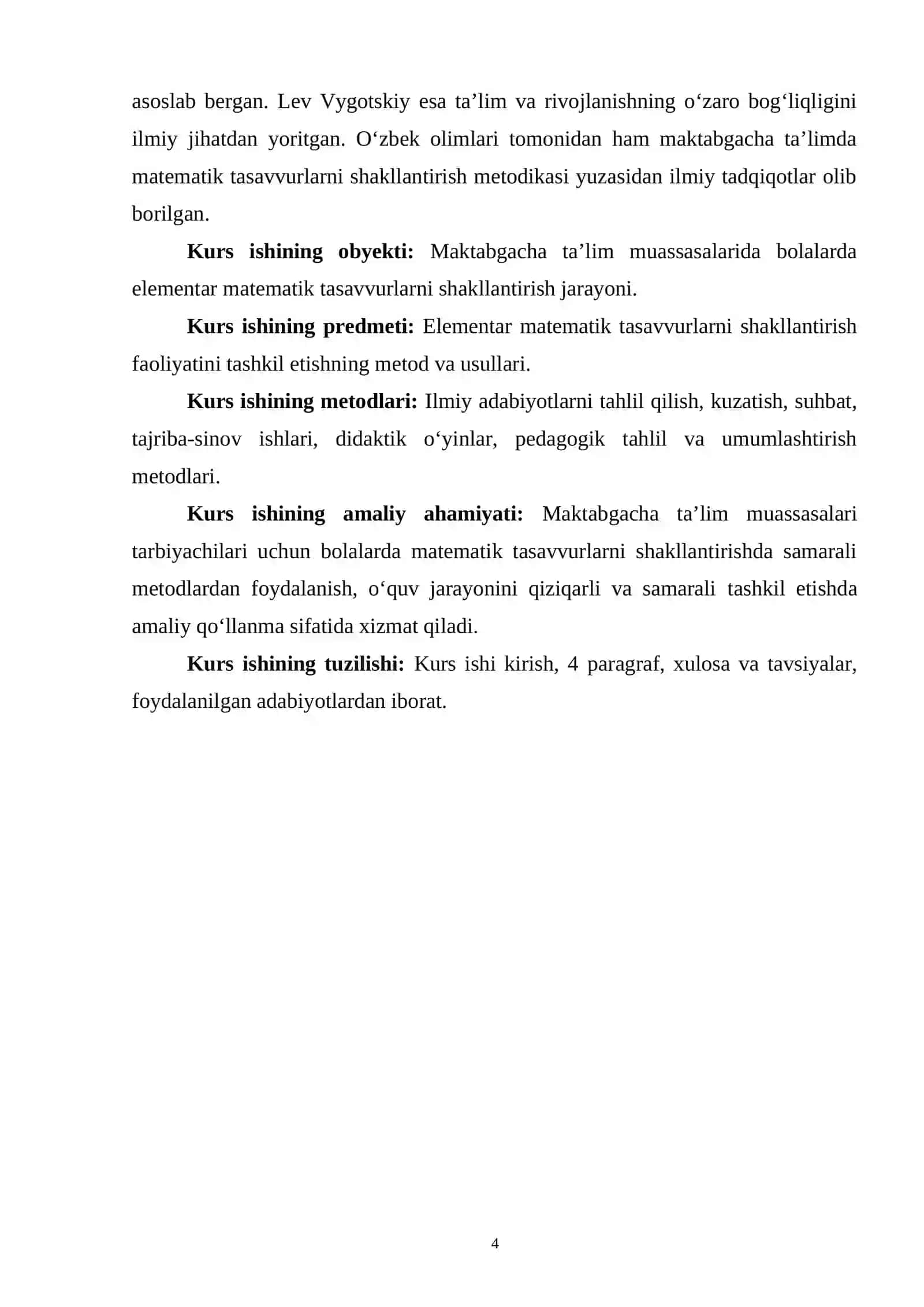 Elementar matematik tasavvurlarni shakllantrish faoliyatini o’tkazish metodikasi 4