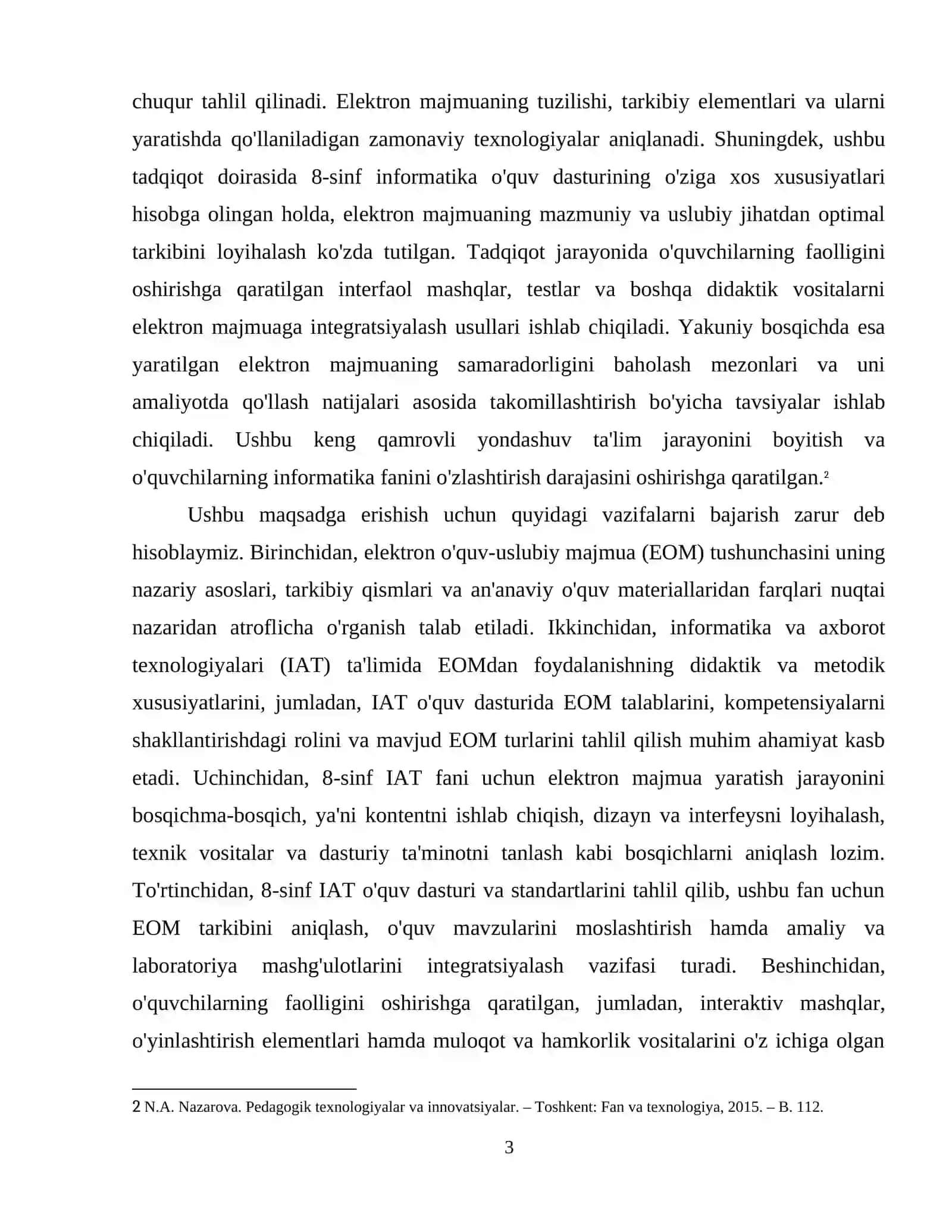 8-sinf Informatika va axborot texnologiyalari fanidan elektron o'quv-uslubiy majmua yaratish metodikasi. 4