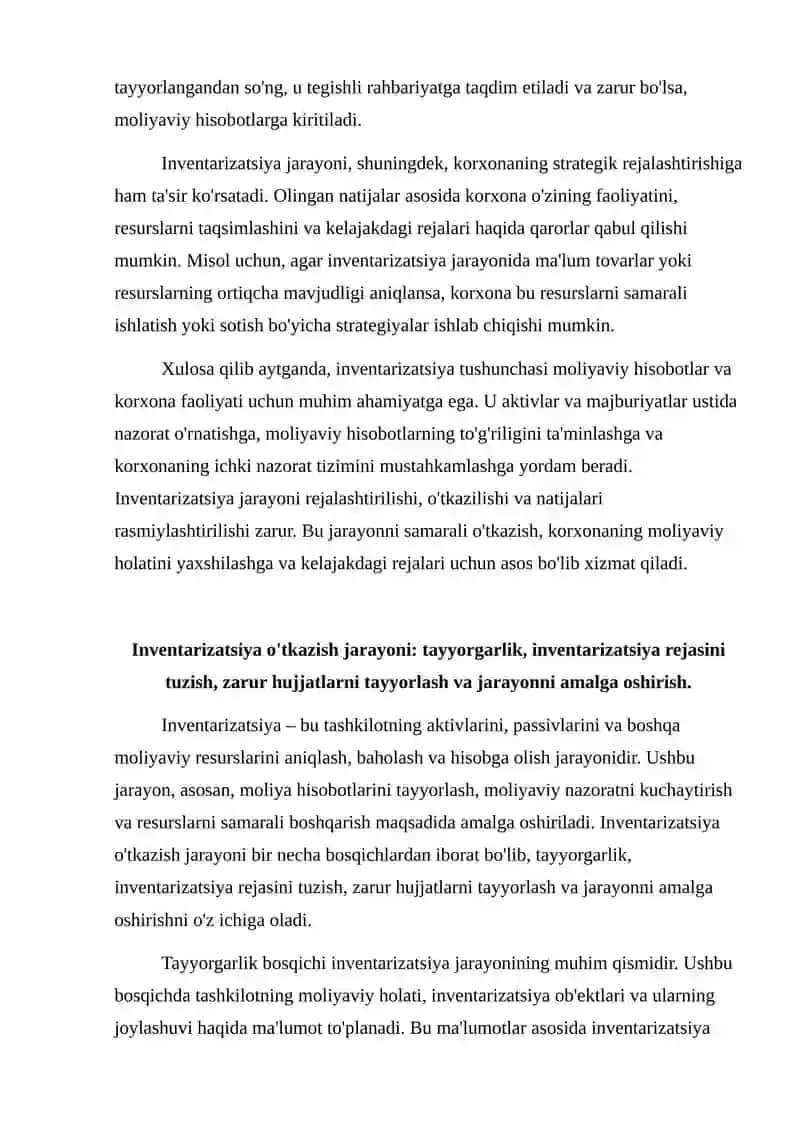 Inventarizatsiya haqida tushuncha uni o'tkazish va natijasini rasmiylashtirish 4