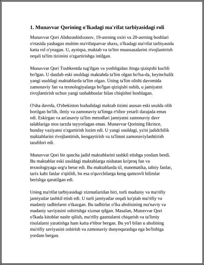 JADID MA'RIFATPARVARLARNING OʻLKA IJTIMOIY -MA'NAVIY HAYOTIDA TUTGAN OʻRNI(MUNAVVAR QORI,FITRAT,BEHBUDIY,AVLONIY VA BOSHQALAR) 4