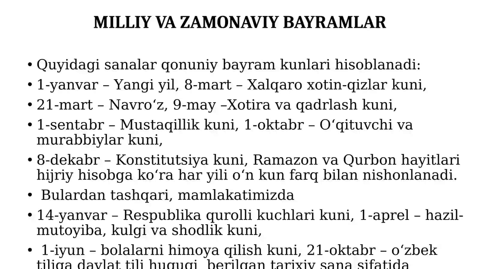 MILLIY VA ZAMONAVIY BAYRAMLAR 4