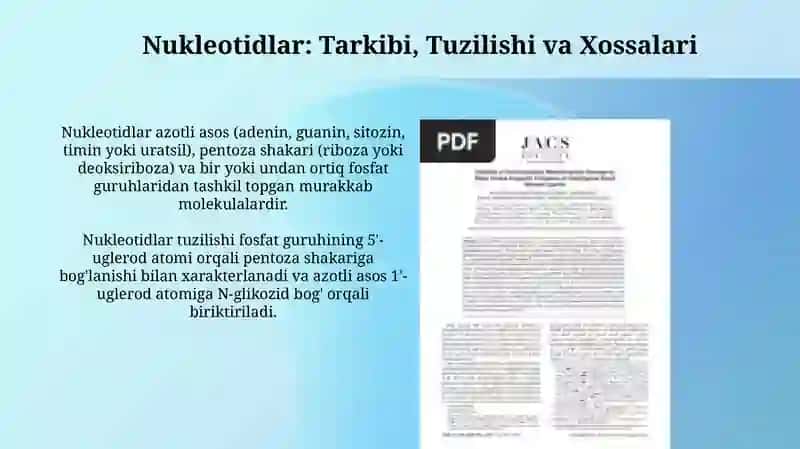 Nukleozidlar va Nukleotidlar: Tuzilishi, Xossalari va Sintezi 4