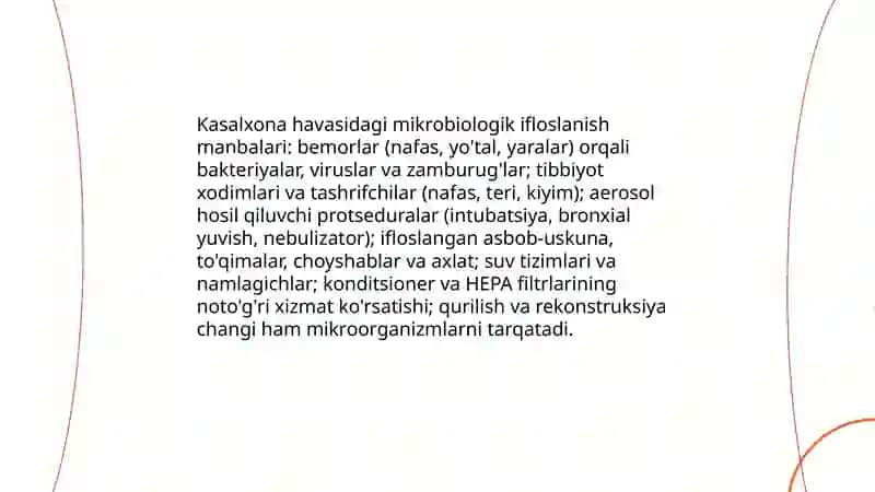 Kasalxona xonalari havosining antropagen ifloslanishi haqida tushuncha 4