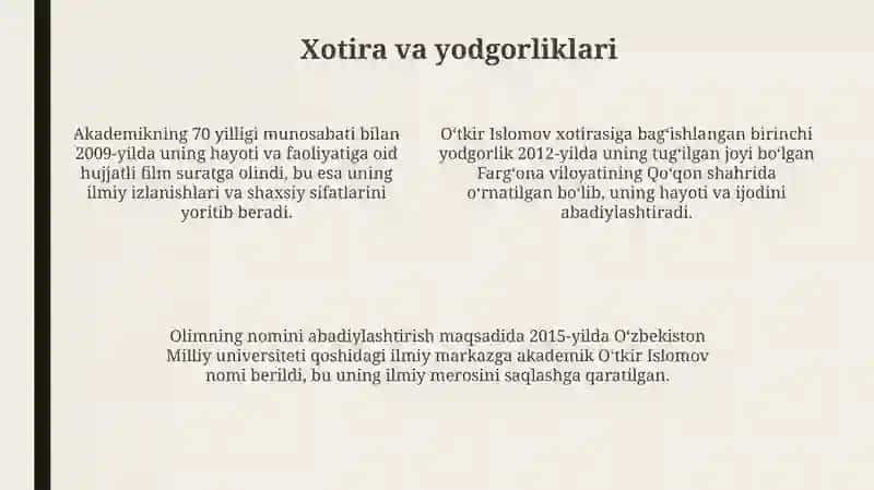 Akademik Oʻtkir Islomovning ilmiy faoliyati 4