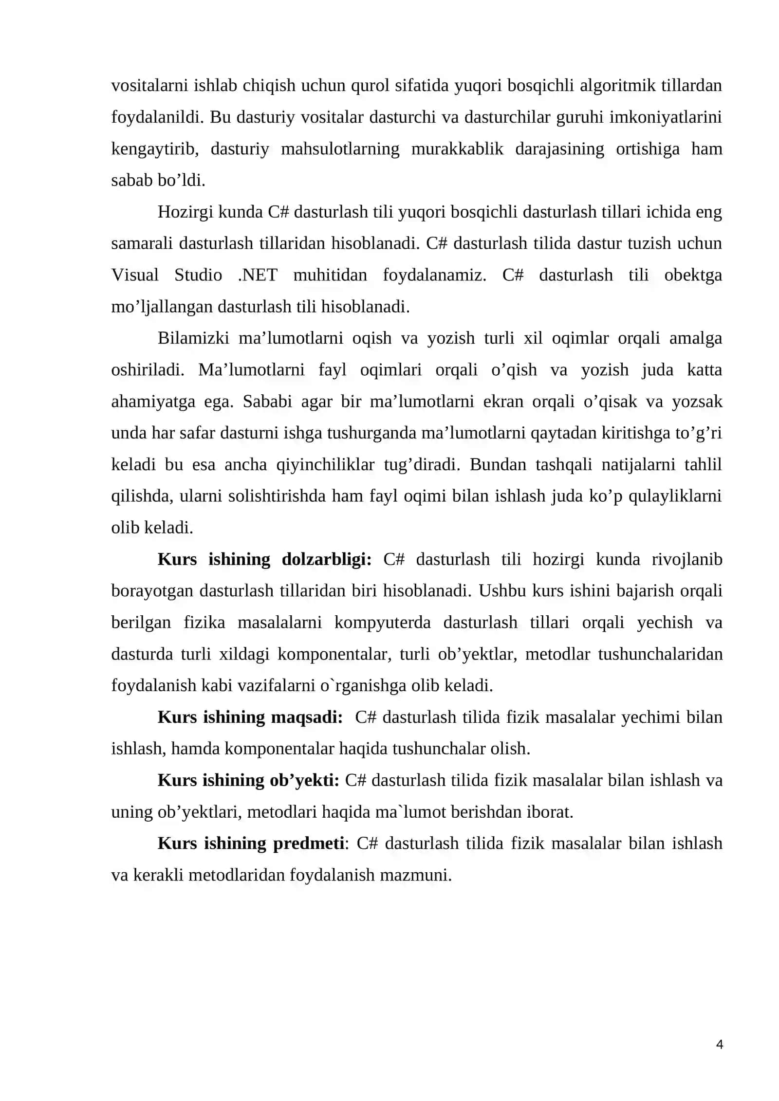 C# dasturlash tilida Fizik masalalarni yechishga doir dastur yaratish 4
