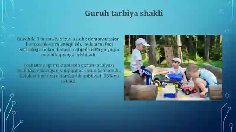 Mashg'ulotlarda bolalarni tashkil etish shakllari 4