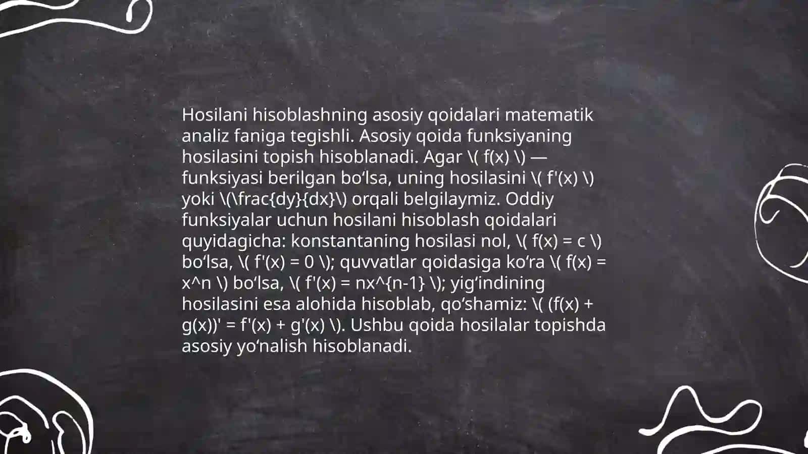 Hosila va uning ustida amallar bajarish metodikasi 4