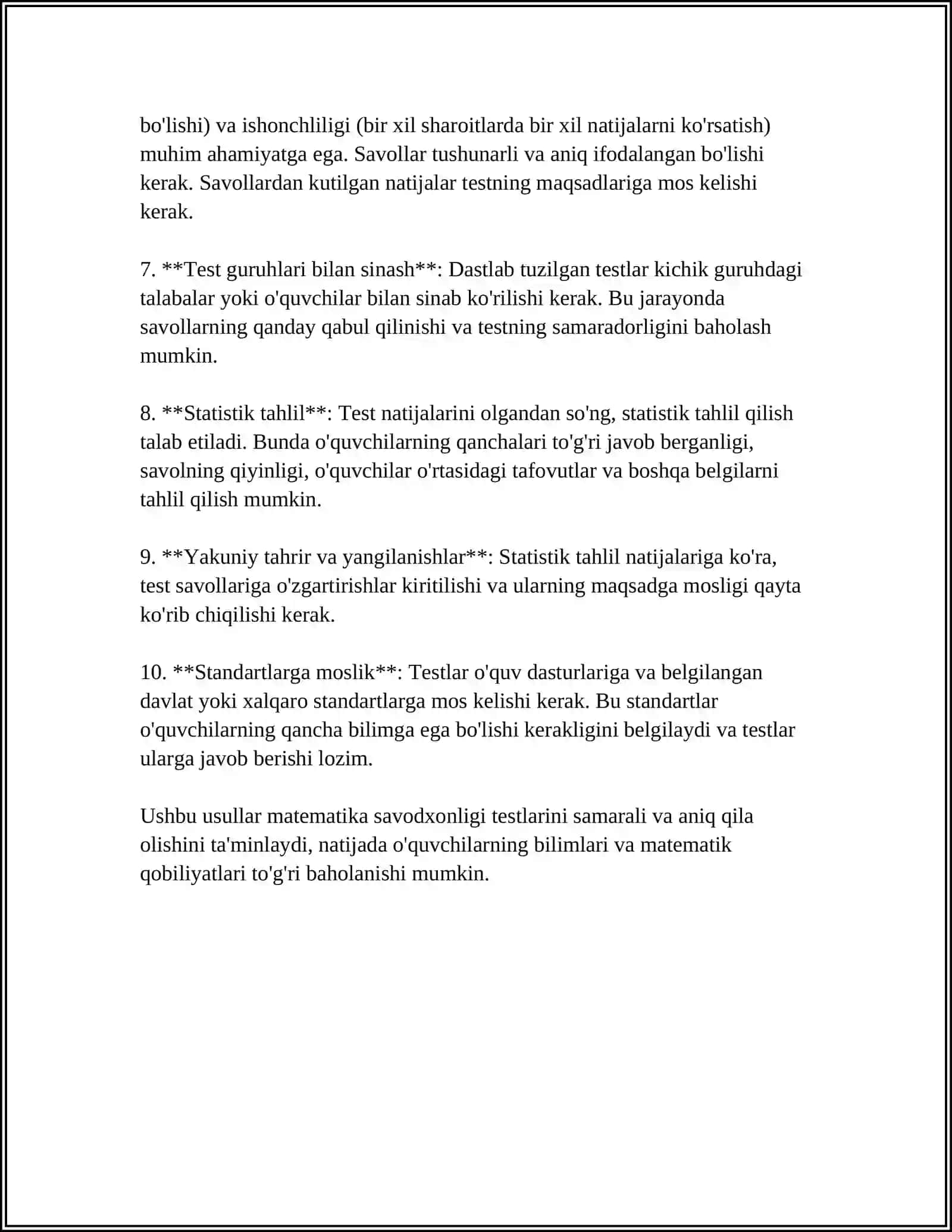 IMLOVIY SAVODXONLIKKA OID TEST TOPSHIRIQLARNI TUZISH VA BAJARISH 4