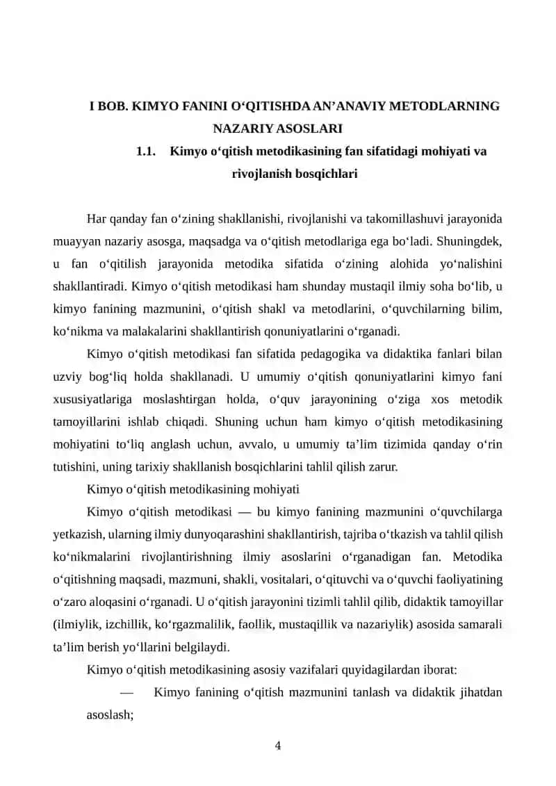 KIMYO O‘QITISHNING AN’ANAVIY METODLARI VA ULARNING UMUMIY TAVSIFI 4