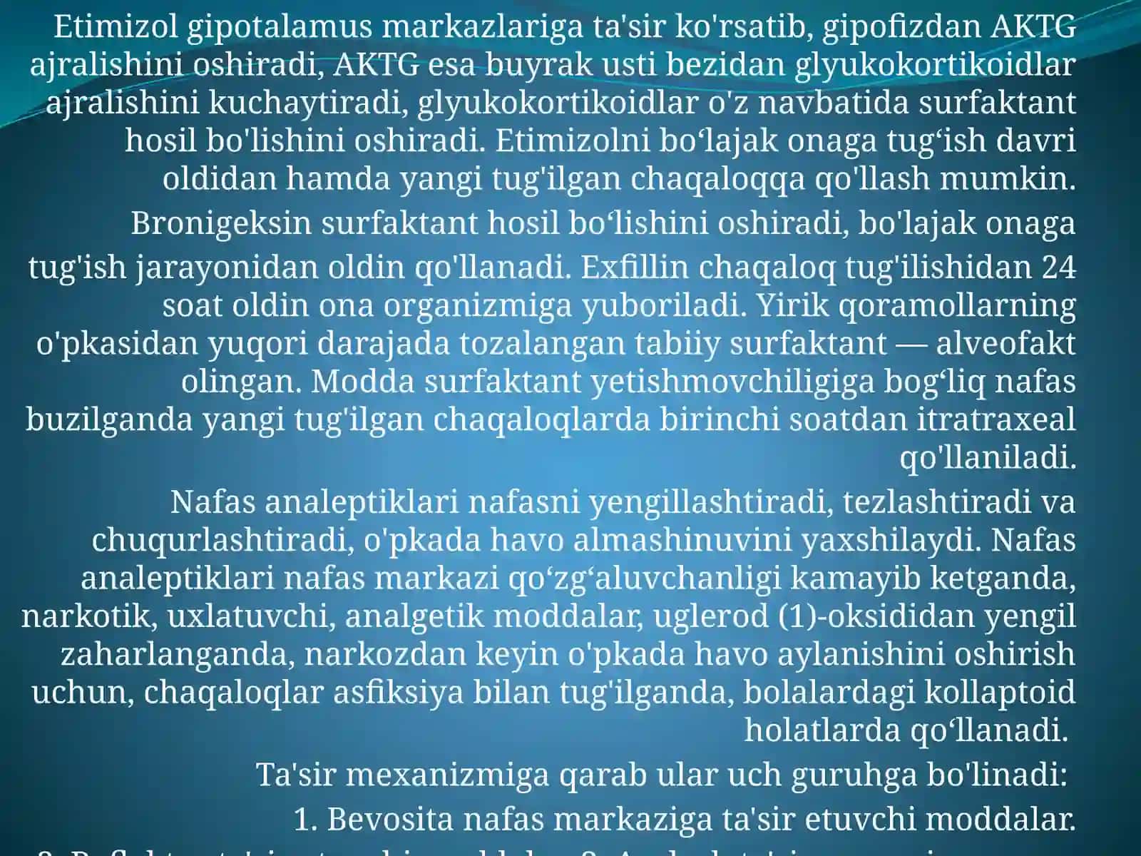 Nafas tizimlariga ta'sir etuvchi vositalar 4