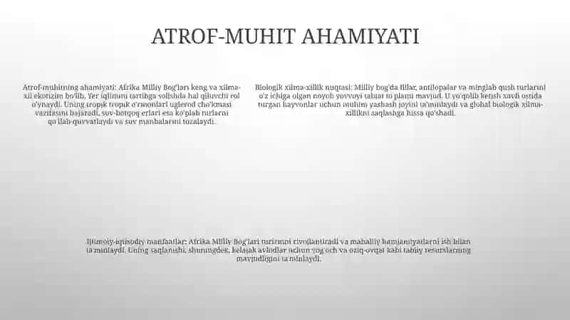 Afrika Milliy Bog‘Lari 4