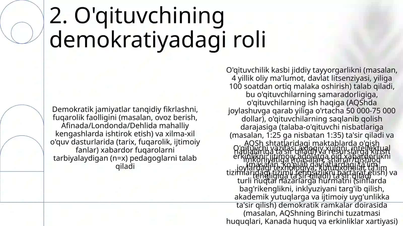 Demokratik jamiyatda o'qituvchilik kasbi va Unga qo'yiladigamn talablar 4