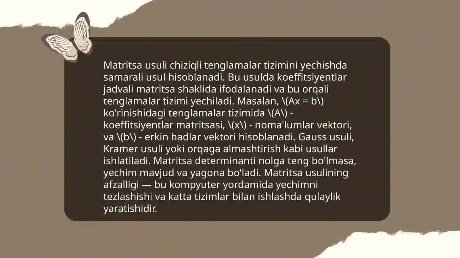 Chiziqli algebraik tenglamalar tizimi 4