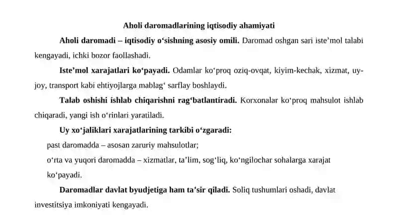 Aholi daromadlarining iqtisodiy sektorlar rivojlanishiga ta’siri 4