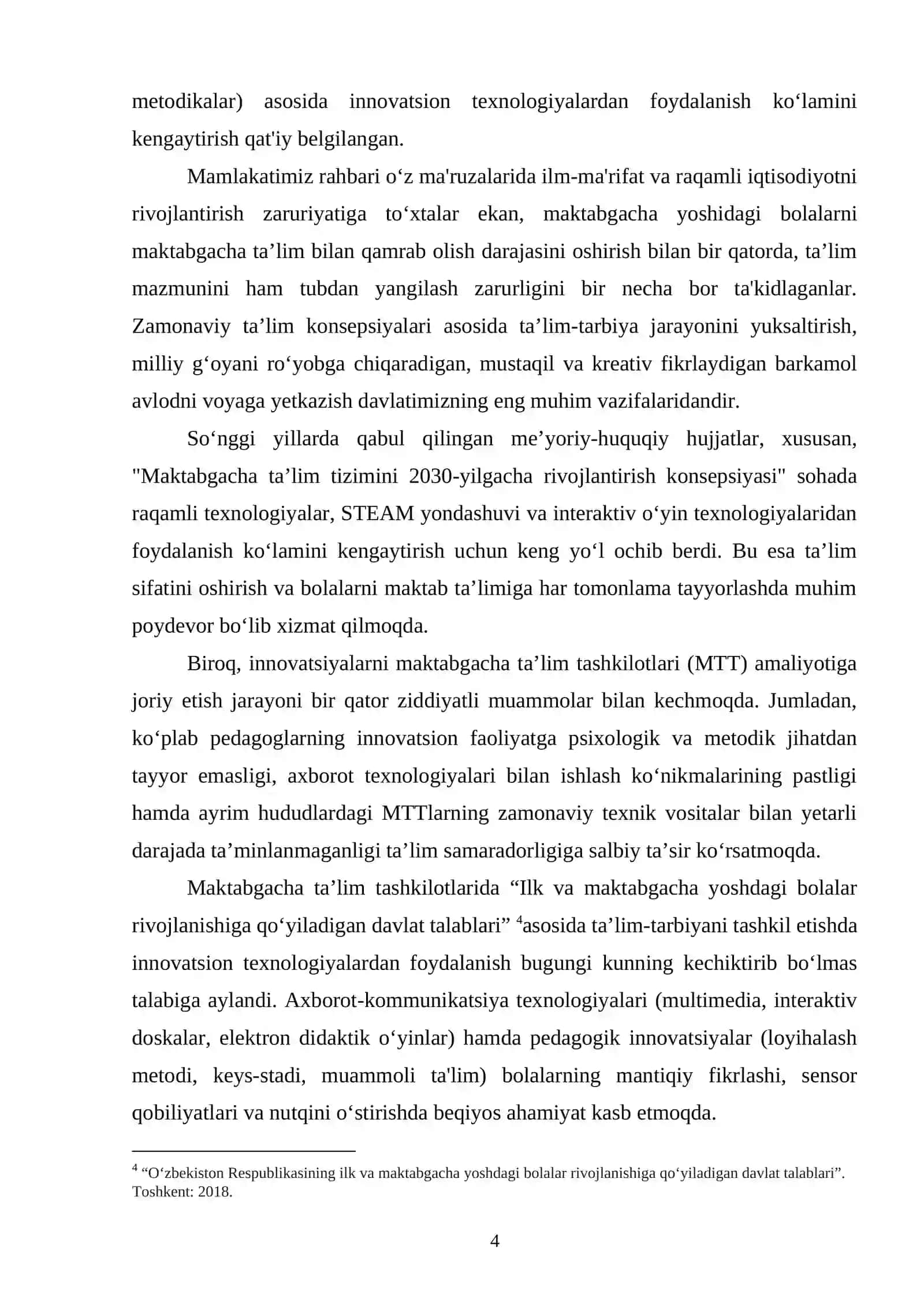 Maktabgacha ta’limda innovatsion texnologiyalarni qo‘llashdagi muammolar 4