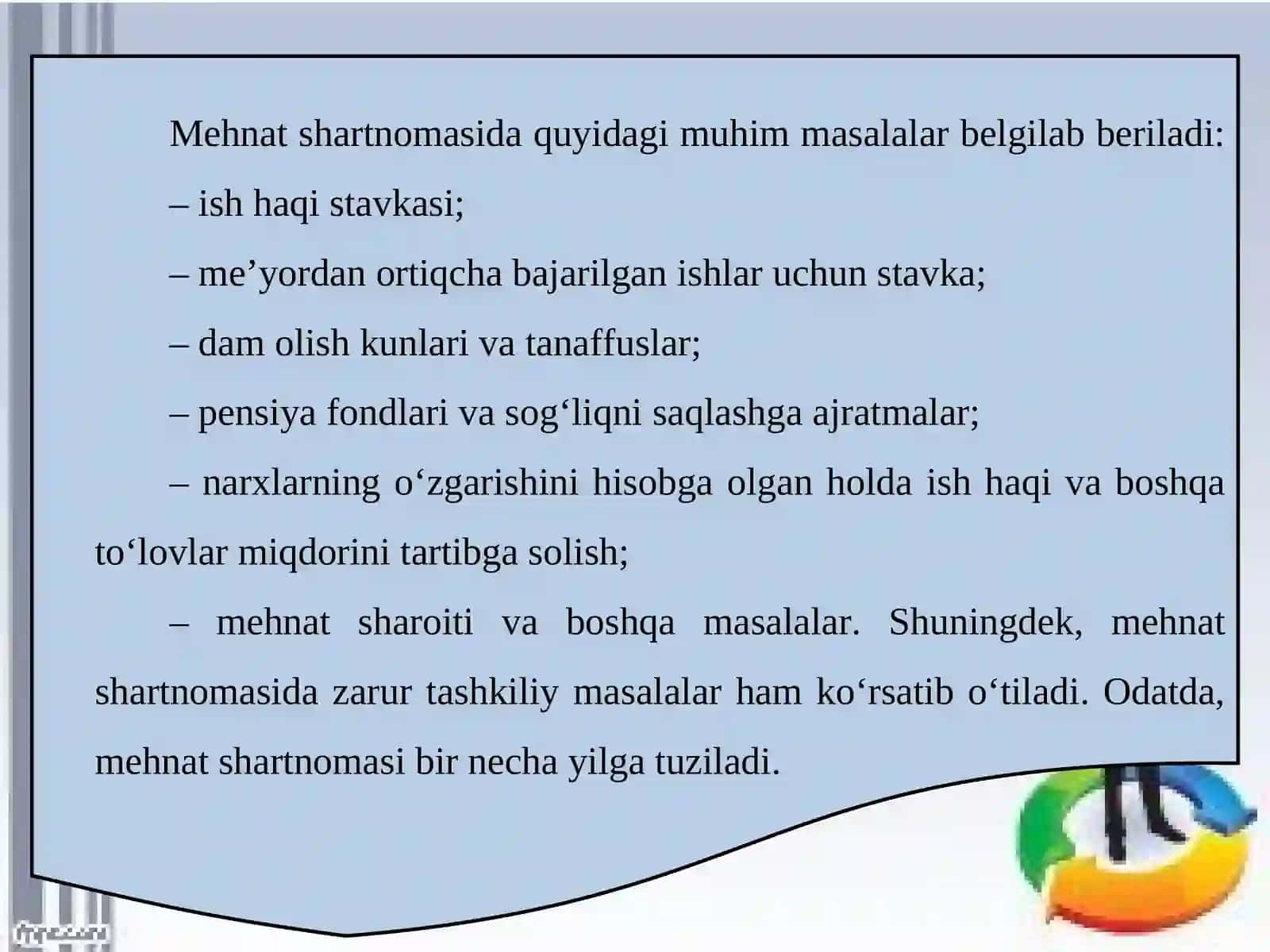 11-sinf tadbirkorlik asoslari darsligi asosida 29-mavzu: KORXONADA MEHNAT RESURSLARI 4