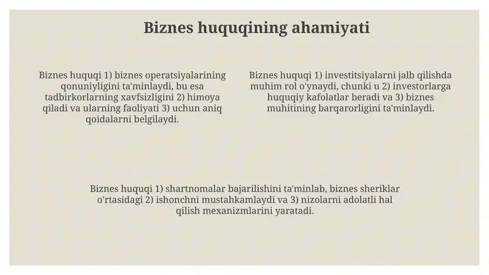 Biznes huquqitushunchasi, ahamiyati va prinsiplari 4