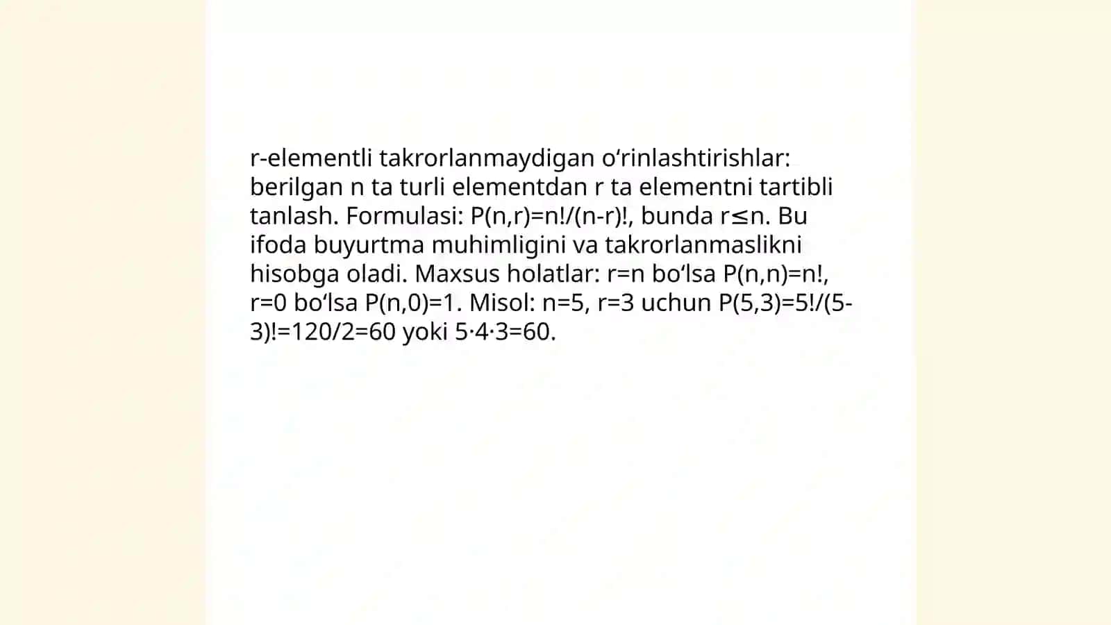 Takrorlanmaydigan oʻrinlashtirishlar 4
