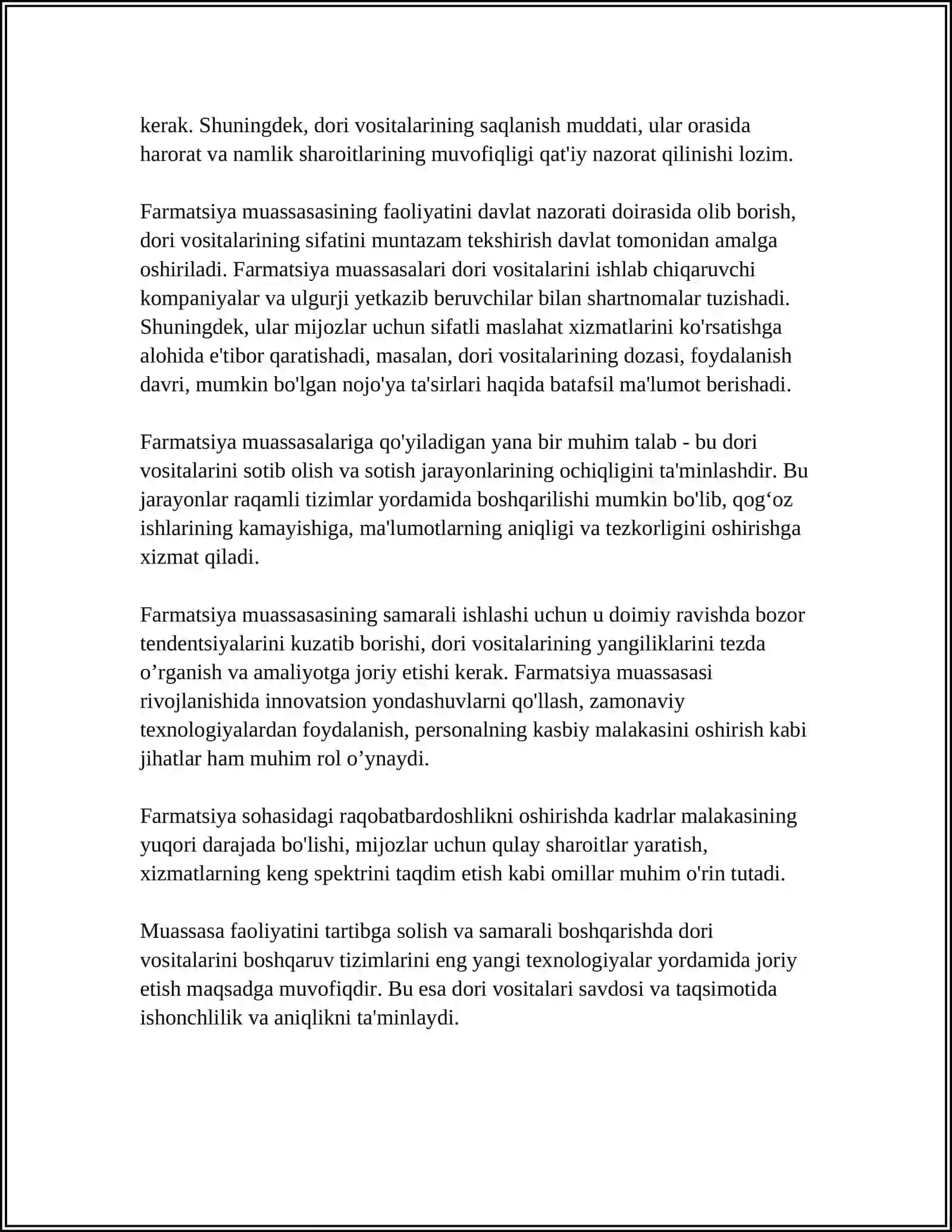 Farmatsiya ishini tashkil qilish ixtisodlash 4