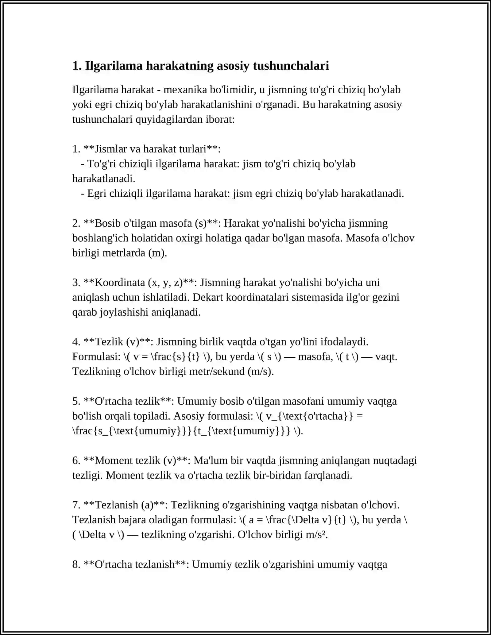 ILGARILANMA HARAKAT DINAMIKASI. NYUTON QONUNLARI 4