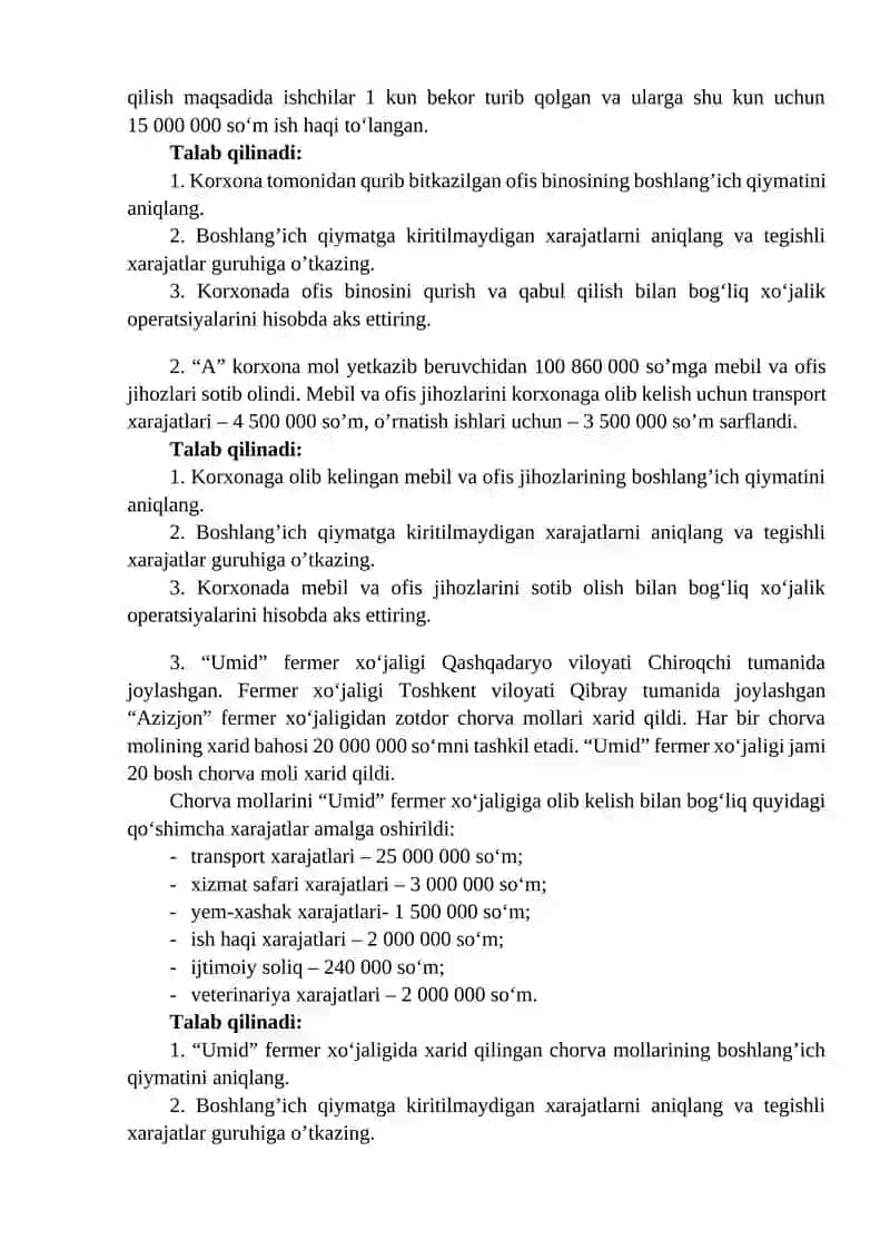 ASOSIY VOSITALAR HISOBINING NORMATIV-HUQUQIY ASOSLARI, TURKUMLANISHI VA BAHOLANISHI 4
