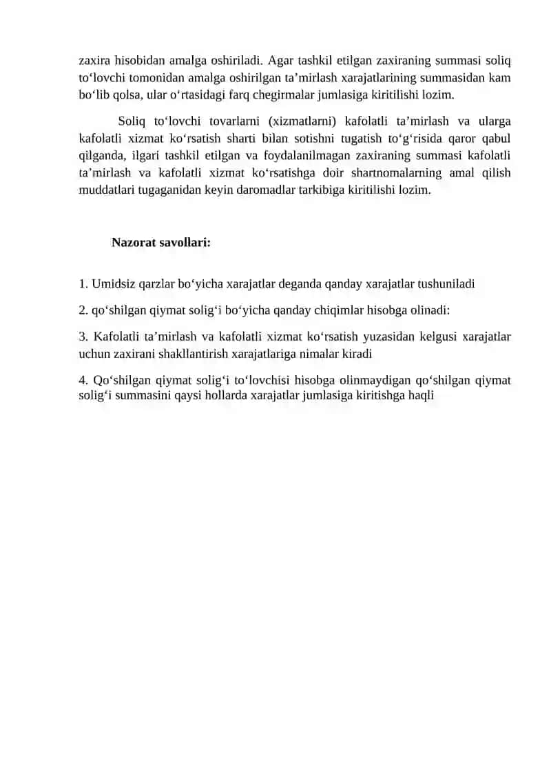 Foyda solig‘ini aniqlashda ayrim xarajatlar guruhi 4