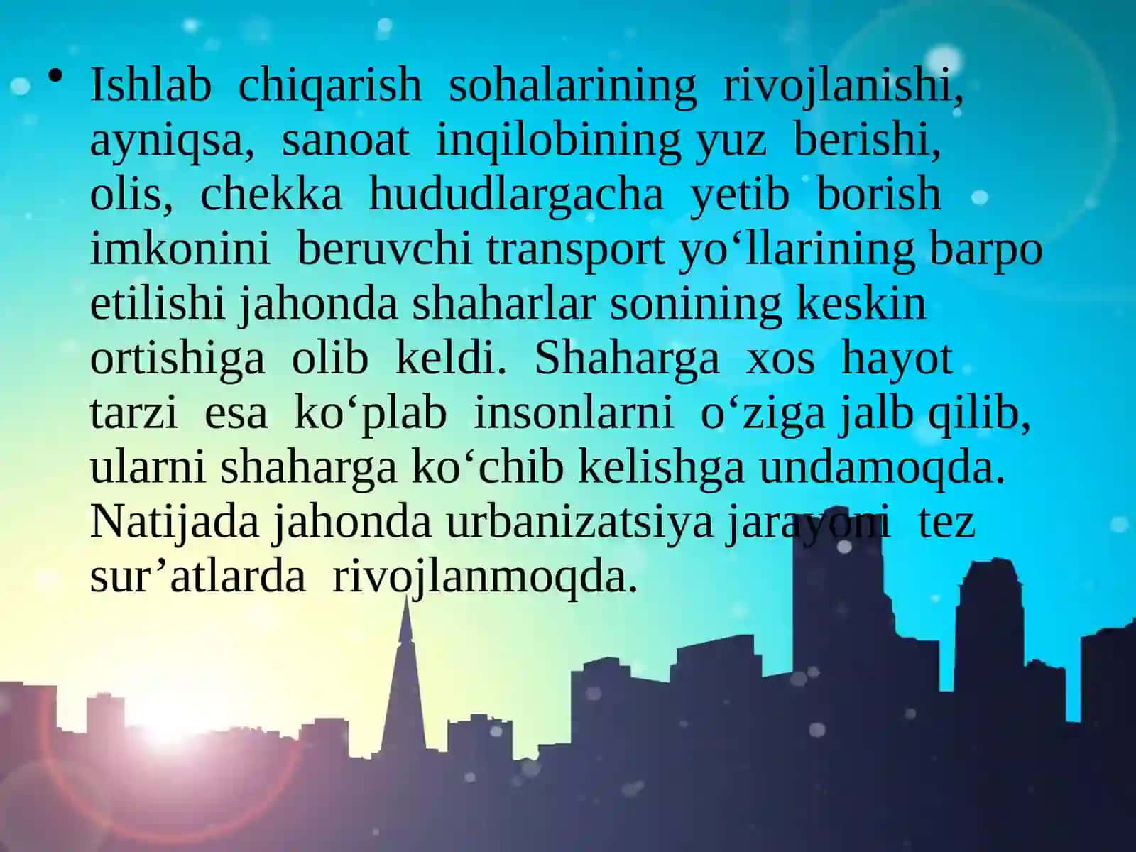 Jahon  mamlakatlarining  urbanizatsiyasi 4